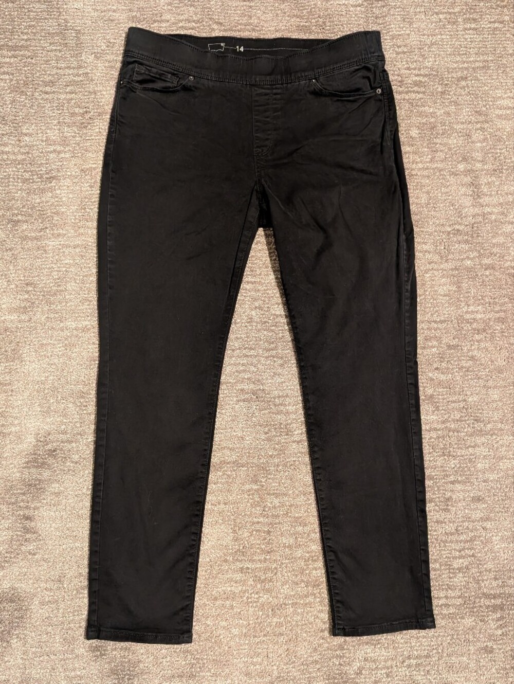 Levi's Women's Solid Black Slim Fit Stretch Pants Elastic Waist - 14